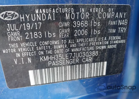 2018 Hyundai Elantra Gt from USA, damaged, VIN KMHH35LE7JU030388